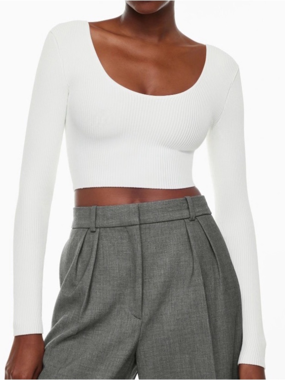 Aritzia Babaton Scoop Neck Crop Top - White